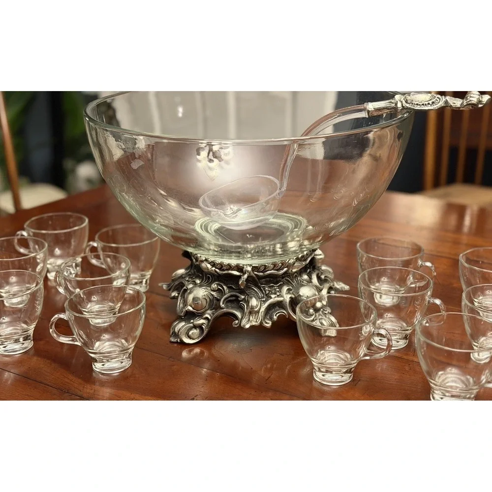 Pitman-Dreitzer 1545 Colony 27 Piece‎ Silver Elegance Punch Bowl Set c1960s USA